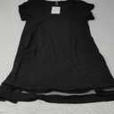 ETCYY NEW Womens Summer Dresses Mesh Hem Petal Short Sleeve Dress Floral Print Daily Sundresses with Pockets (Large, Solidblack)