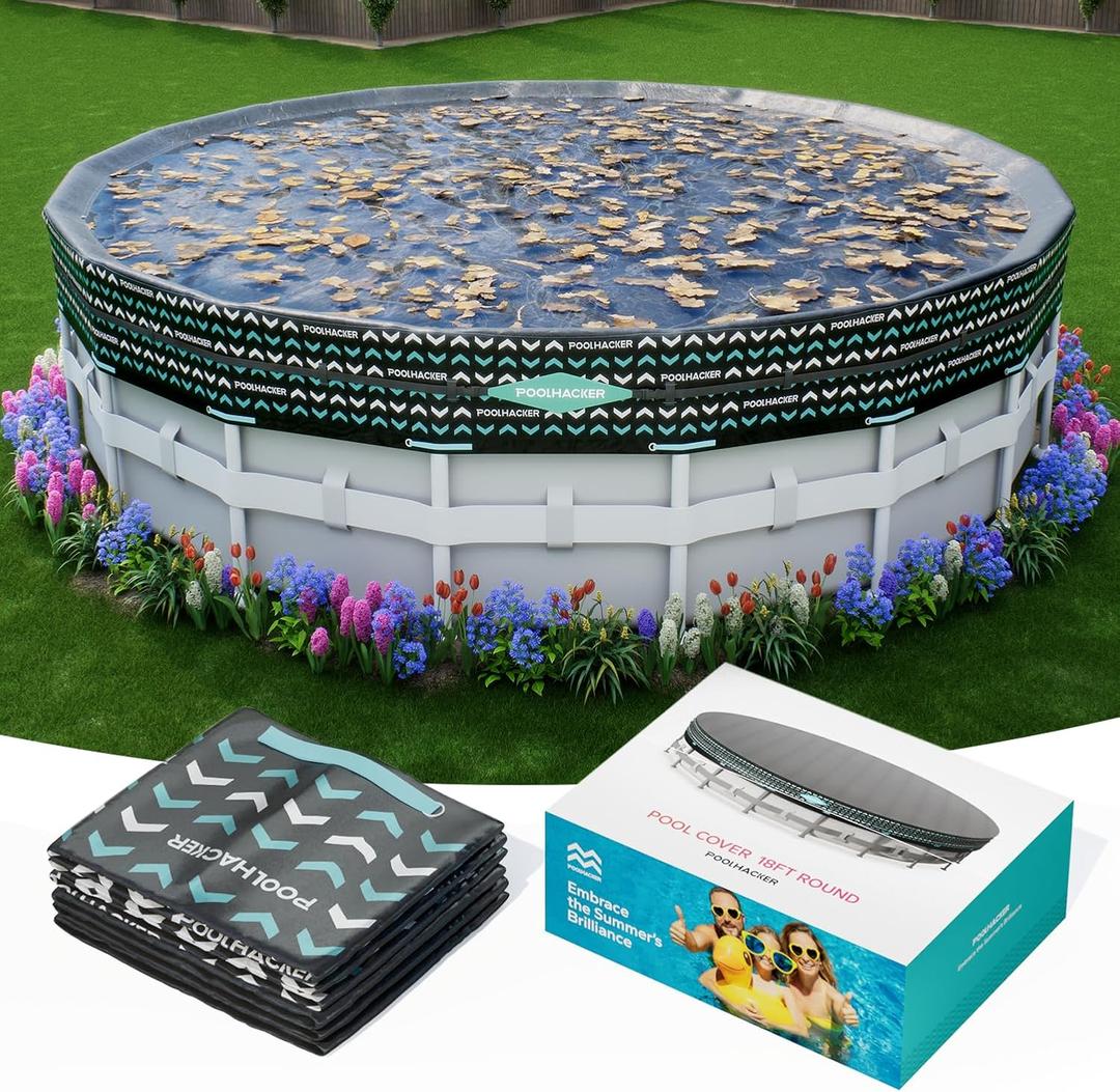 21FT Round Pool Cover, Pool Covers for Above Ground Pools, Pool Cover Protector, Round Pool with Cover, Swimming Pool Cover, Tear-Resistant & DustproofBlack