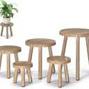 5-Pack Wood Plant Stands Indoor, Single Plant Stand for 6-12 Inch Pots, Mid-Century Modern Plant Stool, Tall Plant Stand for Large Plants for Living Room, Balcony, Office (Light Brown)