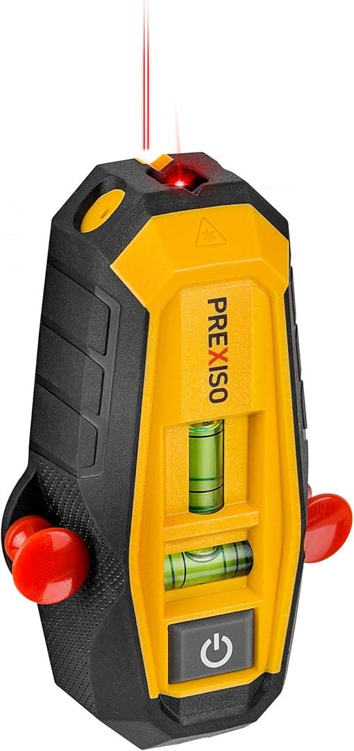 PREXISO 2-in-1 Line Laser Level with Magnetic Stud Finder, Compact Wood Detector with Bubble Vials for Accurate Marking, Multi Surface Wall Scanner Tool for Hanging Pictures Non-Electronic Stud Finder