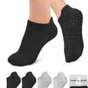 YeuG 4/6 Pairs Pilates Socks for Women - Non Slip Grip Socks for Yoga, Barre, Hospital, Barefoot (Small-Medium, B03-2black/2light Grey)