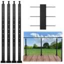 Muzata 4Pack Black Cable Railing Post 42 Inch 42"x2"x2" Level Drilled Surface Mount T304 Stainless Steel Cable Railing System Kit Indoor Outdoor with Paper User Guide PS01 BH4L