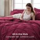 Bedsure King Size Comforter Set Dark Red - Bed in a Bag Bedding Set 7 Pieces, GentleSoft Pintuck Bed Set Gift for Family, Pinch Pleat Dark Red Comforter with Sheets, Pillowcases & Shams