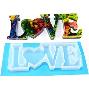 FineInno Large Letter Molds for Resin, Love Word Sign Silicone Mold for Epoxy Resin,DIY Crafts, Making Cake, Party Home Decor (Love Silicone Mold C)
