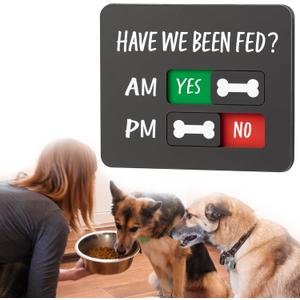 Dog Feeding Reminder - Dog Feeding Chart with Have We Been Fed AM/PM Tracker, Magnets Fed Sign with Pet Tracker for Fridge, Prevent Overfeeding (Black)