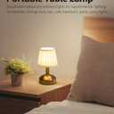 KDG Modern Cordless Small Table Lamp, Portable LED Fabric Shade Desk Lamps, 5000mAh Rechargeable Battery Operated Lighting for Bedroom, Bedside, Bar, Living Room, Dining Room, Night Light(Gold)