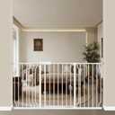 WAOWAO Baby Gate 57.48-62.17" Extra Wide Pressure Mounted Walk Through Swing Auto Close Safety White Metal Toddler Kids Child Dog Pet Puppy for Stairs,Doorways,Kitchen