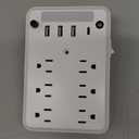 Preliminark Wall Outlet Extender with Shelf Night, Outlet Extended with Surge Protector and Shelf 6 Ac Outlets, 3 USB & 1 USB C Charging Ports, for Home Office