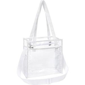 PACKISM Clear Bag for Stadium Events 12x6x12 - Stadium Approved Clear Tote Bag for Sport Events Game Day Concert and Work, White