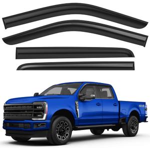 Shatterproof Tape-On Rain Guards for Ford F250 to F550 Super Duty 2017-2025 Crew Cab, Out-Channel Window Deflectors Vent Window Visors Rain Sun Wind Guards Shade Deflectors, 4 pcs