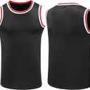 YWIES Plain Basketball Jersey, Blank Team Uniform, Hip Hop Hipster Short Sleeveless Active Shirts (2XL, Black-red)