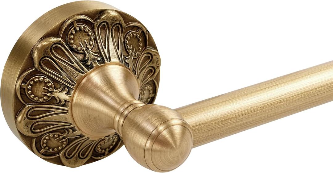 Brass Towel Bar, Adjustable Bathroom Single Towel Rack Rod, Rustic Wall Mounted Towel Holder for Bathroom Antique Brass Towel Bar Rack