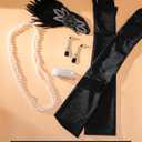 Zinniday Vintage 1920s Accessories for Women, 5 Pcs 20s Flapper Accessories Roaring 20s Theme Set for Evening Cocktail Prom (Black)