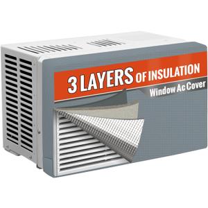 Air Conditioner Covers for Inside to Protect AC and Winter Insulation, 3 Layers Insulation AC Covers for The Winter with Aluminum Foil and 2mm Foam, 28" W x 20" H x 3.5" D - Grey (Gray)