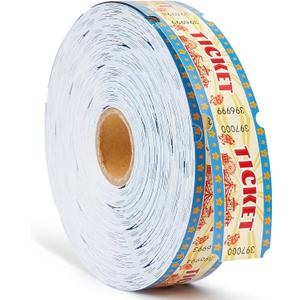 Carnival Tickets Single Roll Raffle Tickets for Events, Classroom or School Carnivals, Family Games, Door Prizes (1000 Pcs)