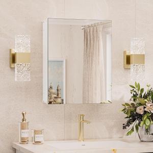 TokeShimi 16x20 Recessed Medicine Cabinet with Mirror Aluminum, Tempered Frameless Bathroom Mirror with Storage Adjustable, White Surface Mount Medicine Cabinet for Bathroom Farmhouse