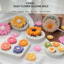 5 Pack Daisy Flower Fondant Mold.Small Flower Silicone Chocolate Candy Mold for Baking Ice Jello Candle Soap Cake Cupcake Dessets Decoration