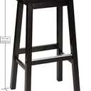 Amazon Basics Solid Wood Saddle-Seat Counter Height Bar Stools for Kitchen Island and Home Bar with Footrest, 29-Inch Height, Black, Set of 2
