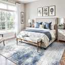 5x7 Area Rugs, Abstract Modern Ultra Soft Washable Rug, Non Slip Carpet with Rubber Back Stain Resistance Rugs for Living Room, Bedroom, Dining Room Decor(Blue & White)