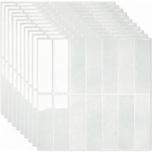Novabright 10 Sheet White Peel and Stick Backsplash Tile 12 x 12 in Rectangle Subway Self Adhesive Wall Tiles for Kitchen Wall Bathroom Countertops