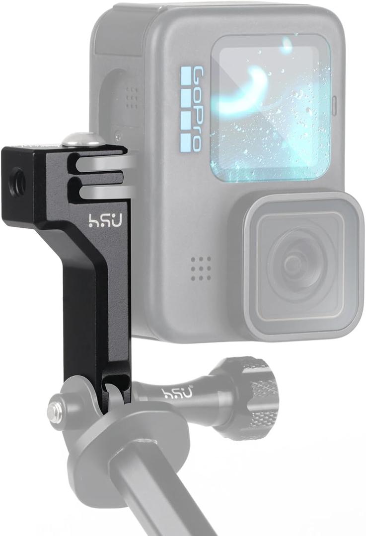 HSU Aluminum Vertical Bracket Adapter with 1/4"- 20 Hole for Gopro Hero 13/12/11/10/9/8/7/6/5/4 AKASO Campark Insta360 DJI Osmo Action and Other Action Cameras