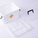 White Large Empty Medical Box for Home Emergency Supplies, Travel, Car, and Dorms Compact First Aid Box with Handle, Detachable Tray and Locking Lid Medical Organizer and First Aid Kit Storage