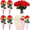 24 Set Valentine's Day Flower Rose Pens with Gift Cards Black Ink Ballpoint Pens Valentine's Day Gifts for Women Teacher Cowork Nurse(Classic)