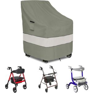 Rollator Walker Cover,Outdoor Waterproof Dustproof Rolling Walker Covers,Fits Walkers for Seniors with Wheels and Seat(Cover Only,Grayish Green)