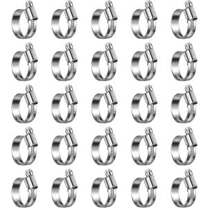 Heavy Duty Hose Clamp Size#12, 3/4 to 1-1/4 inch Adjustable Worm Gear Drive Hose Clamps Stainless Steel 304 for Fuel Injection Line, Automotive, Radiator, Garden,25 Pack