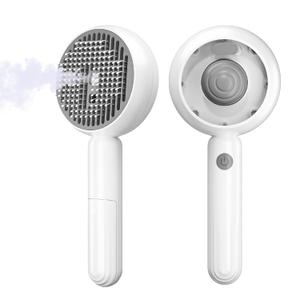 Cat Steam Brush for Indoor Cat Dog 5 In 1 Pet Fur Remover Tool for Shedding & Grooming Anti-Static Spray Hair Removal Comb with Release Button Long Short Hair Pet Dog Supplies - White