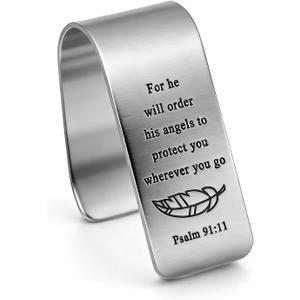2 x Stainless Steel Car Visor Clip for He Will Order His Angels to Protect Wherever You Go Engraved Funny Religious Gifts Wherever You Go Sign for Cas Women Men Family Friend New Driver