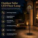 Design Accents Outdoor Floor Lamp, Solar Floor Lamp Outdoor Waterproof with 3CCT, Adjustable Height Metal Stand and Rattan-Style Shade, Rechargeable Outdoor Lamp for Patio, Garden, Backyard