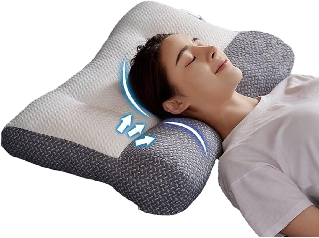 Ergonomic Pillow for Neck and Shoulder Pain, Neck Pillow Orthopedic Correction Repair Traction Contour Pillow Side Sleeper Pillow, Cervical Spine Assist Sleep Bed Pillow (Grey)