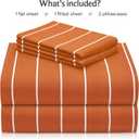 LuxClub 4 PC Sheet Set Bed Sheets Deep Pockets 16" Wrinkle Free Cooling Machine Washable Hotel Bedding Silky Soft - Striped-Autumn Orange King