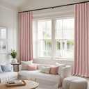 MIULEE 100% Blackout Curtains 90 Inch Long 2 Panels for Bedroom, Thick Luxury Faux Linen Black Out Curtain Room Darkening Back Tab Pleat Window Textured Drapes with Hooks for Living Room, Baby Pink