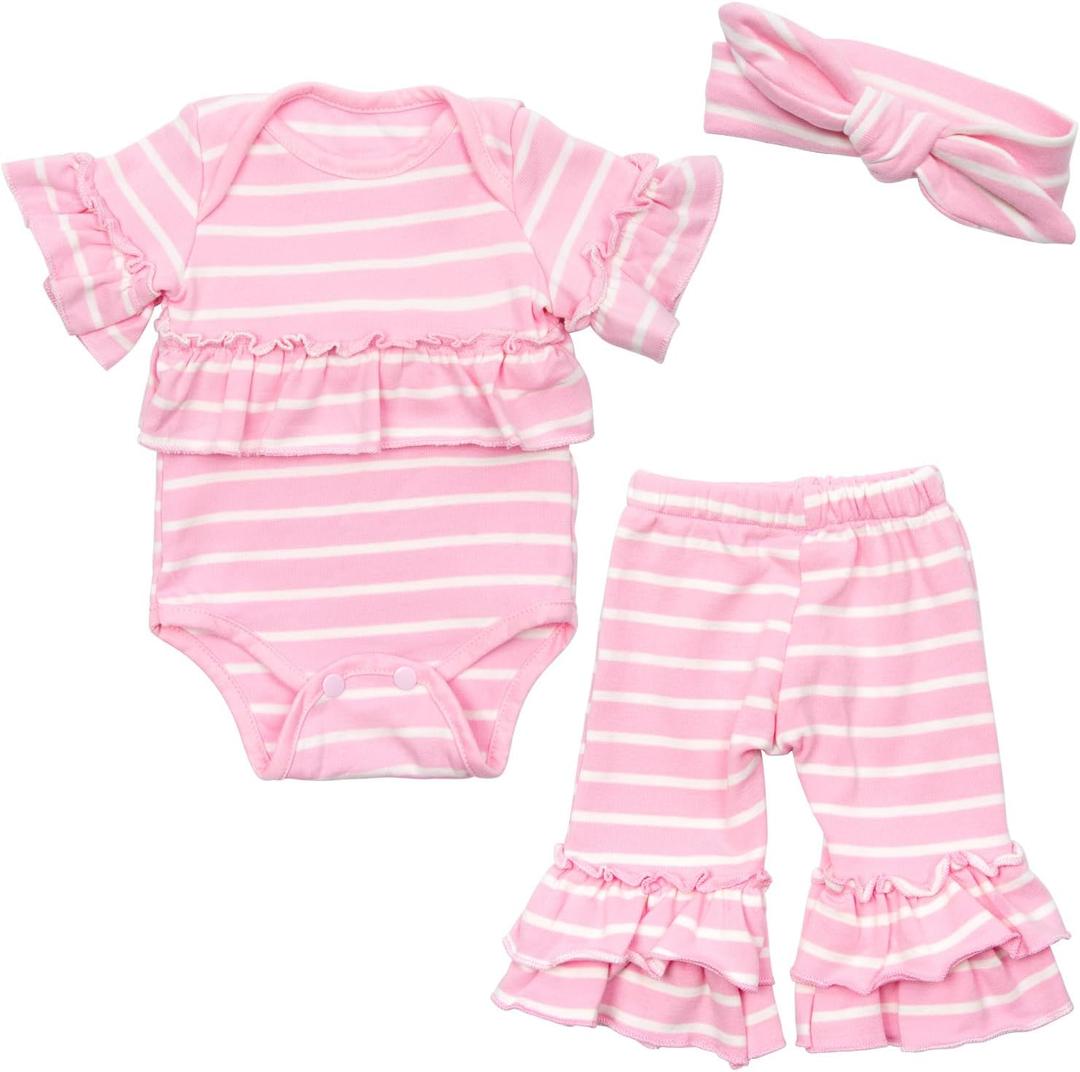 Reborn Baby Doll Clothes 22 inch Girl Outifts for 22- 24inch Reborn Dolls Matching Clothes 3 Pieces