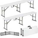 6ft Plastic Folding Bench with Carrying Handle & Lock, Portable Outdoor Bench in Garden Picnic Camping Dining Party Seat, Waterproof Bench for Soccer Activities, Firm and Durable2 Pack C