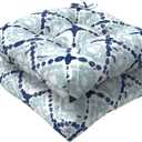 LVTXIII Outdoor Seat Cushions Seasonal Tufted Chair Cushions, Patio Chair Pads for Dining Chairs, Office Armchairs and Garden Furniture Decoration, Round Back, 19x19x4, Boho Geometry Blue