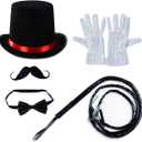 Tigerdoe Ringmaster Costume Accessories - Ringmaster Hat - 5 Accessories - Circus Party Supplies Black