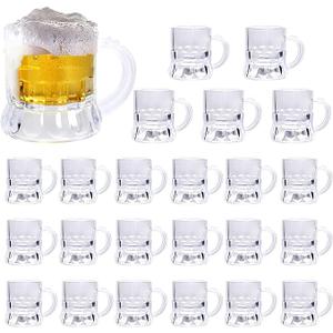 Mini Beer Mugs, 1 oz Shot Glasses Beer Glasses Plastic Beer Mug Shot Beer Tasting Glasses for Beer Fest, Birthday Weddings Party Supplies, BBQ and Picnics (1.75'' Tall, 24 Pieces)
