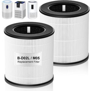 B-D02L/M05 Replacement Filter, Compatible with MOOKA B-D02L & M05 Air Filter, for VEWIOR B-D02U, for KOIOS B-D02L,Activated Carbon Filter for MOOKA B-D02L Replacement Filter, 2 Pack
