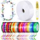 Candy Lei Making Kit for Graduation, Include 2 Inch x 1000 ft Poly Tubing Roll, 30 Pcs Balloon String Ribbon, Clear Candy Lei Netting Bags for Graduation Crafts Wreaths DIY with 1 Yarn Scissors