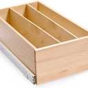 Pull Out Cabinet Organizer with Divider, 13''W21''D7''H Soft Close Wood Drawer for Kitchen Pantry, Finished, Heavy-Duty, Bottom Assembly (Wood Drawer Part Width is 12''), Natural Wood 