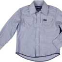 Wrangler Boy's Long Sleeve White Snap Shirt (Medium, Blue Chambray)