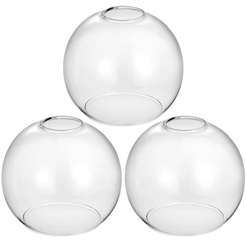 Handblown Clear Glass Globe Shade – 1.65" Fitter Opening – Replacement Lamp Shade for Pendant Lights, Chandeliers, Wall Sconces, Vanity & Ceiling Fixtures (3 Pack)