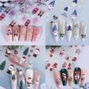 6 Sheets Christmas Nail Art Stickers Self-Adhesive 3D Christmas Tree Santa Claus Nail Decals Winter Nail Stickers Snowflake Snowman Penguin Elk Nail Design Christmas Stickers for Women Nail Decoration