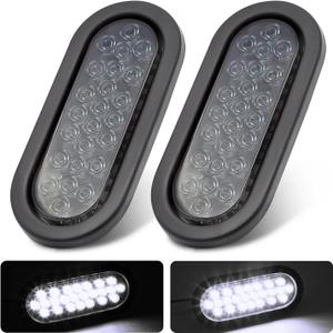 MADCATZ (Pack of 2) 6 Inch Oval Smoked Lens Amber LED Sealed Turn Signal Tail Lights 24 Diodes F3 Piranha Trailer Bus Lorry Truck 12V DC 3 Prong Plugs OA12