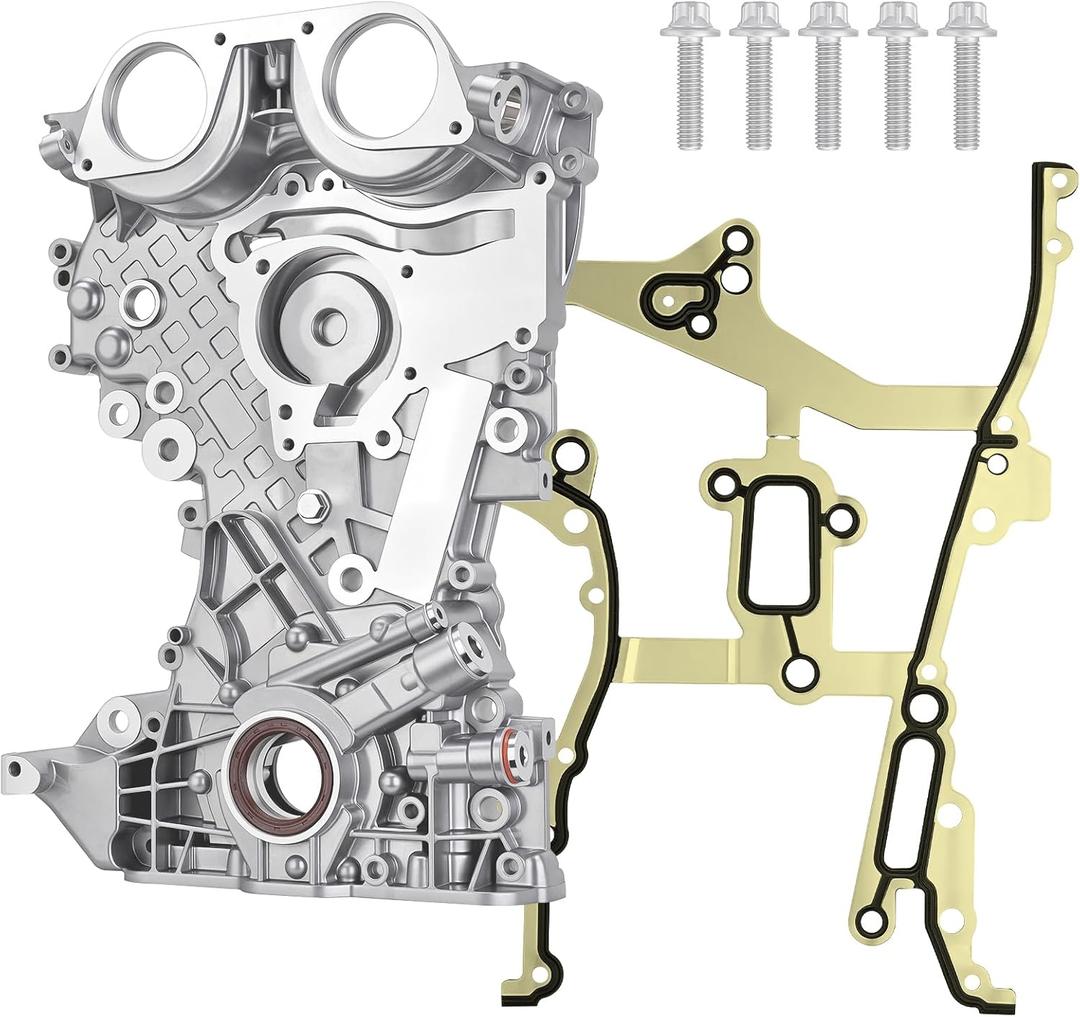 25199424 Engine Timing Cover with Gasket Compatible with Chevy Sonic 2012-2017 Cruze 2011-2016 Trax 2013-2020 Buick Encore 2013-2017Timing Chain Oil Pump Cover for 1.4L Engine Replace#25195406