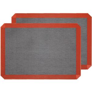 Hermerlee Perforated Silicone Baking Mats, 2 PCS Eclair Silicone Mat for Half SheetTray Pan Liners Perfect Bakeware for Making Cookies, Macarons, Bread and Pastry,11.8"x 15.7" (Corner Cut)