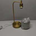 QiMH Industrial Table Lamp for Bedroom  Green Glass Beside Lamp with USB A&C Ports, Stepless Dimmable Gold Lamps, Nightstand Lamps for Living Room, Office, Home Decor(Bulb Included)